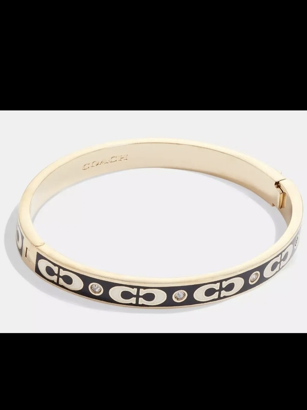 Coach Gold and Black Signature C Turnlock Bangle Bracelet - Picture 3 of 6